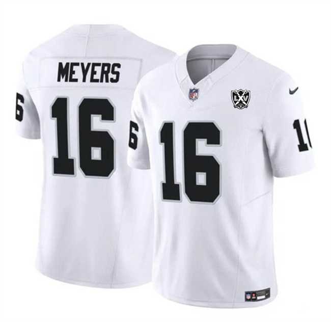 Men & Women & Youth Las Vegas Raiders #16 Jakobi Meyers White 2024 F.U.S.E 65th Anniversary Patch Vapor Stitched Jersey